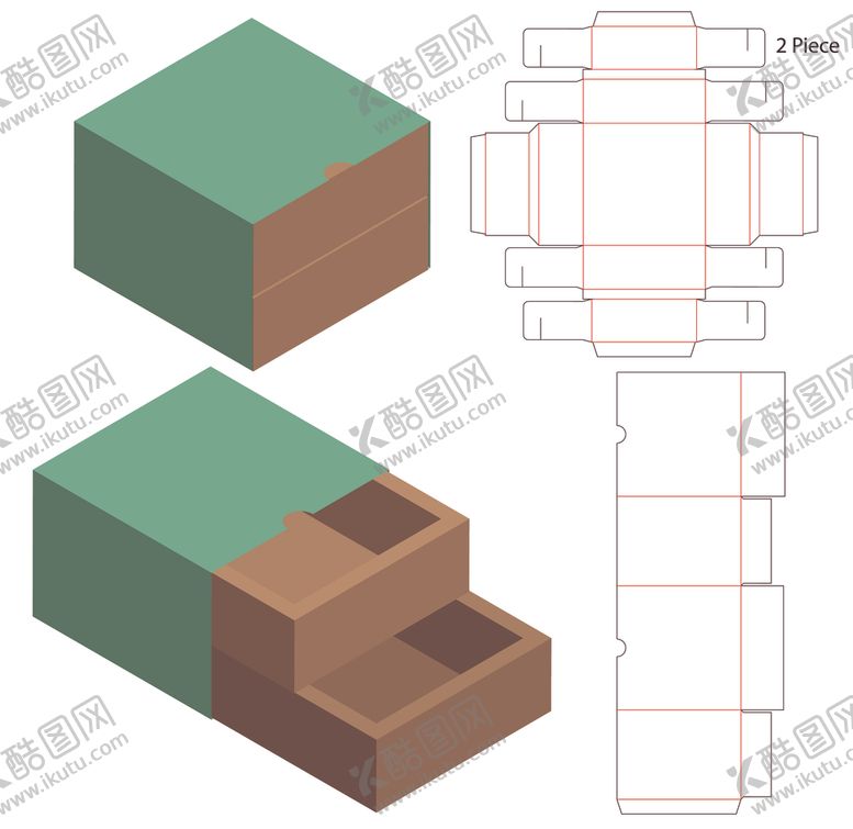 编号：24914909220445379555【酷图网】源文件下载-上下抽屉包装盒刀模图