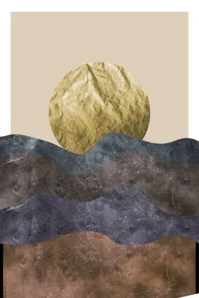 抽象线条晕染纹理鎏金色块装饰画