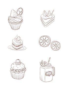 手绘食物线描食物食物线稿