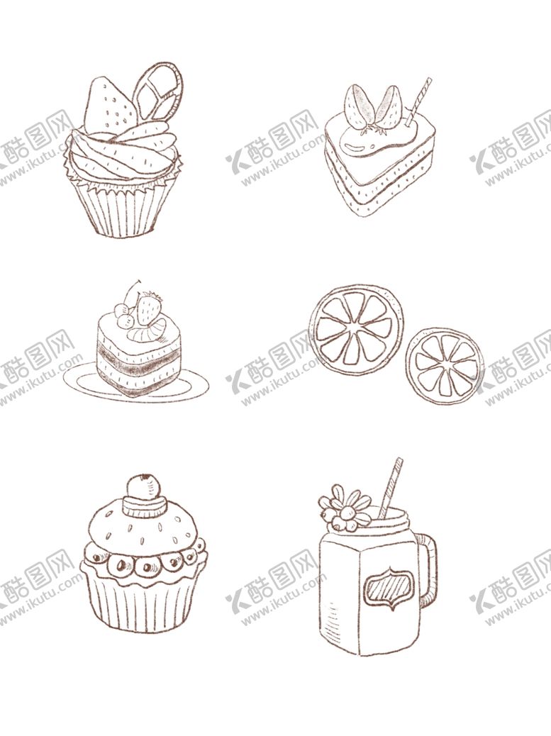 编号：32113706240516037137【酷图网】源文件下载-手绘食物线描食物食物线稿