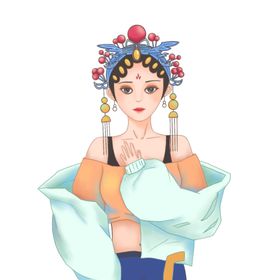 人物情侣国潮插画卡通背景素材