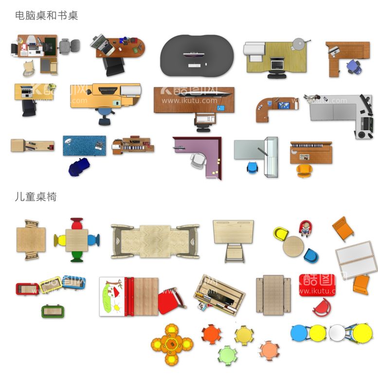 编号：93348703120041371610【酷图网】源文件下载-桌椅彩平图