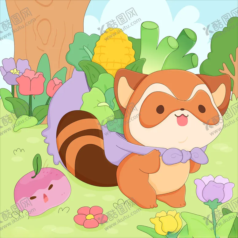 编号：66445904211341386689【酷图网】源文件下载-可爱小浣熊的梦幻花园