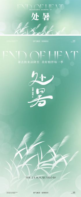 处暑节气海报芦苇简约二十四清新