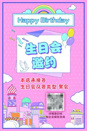 酒店饭店承接生日会邀约海报