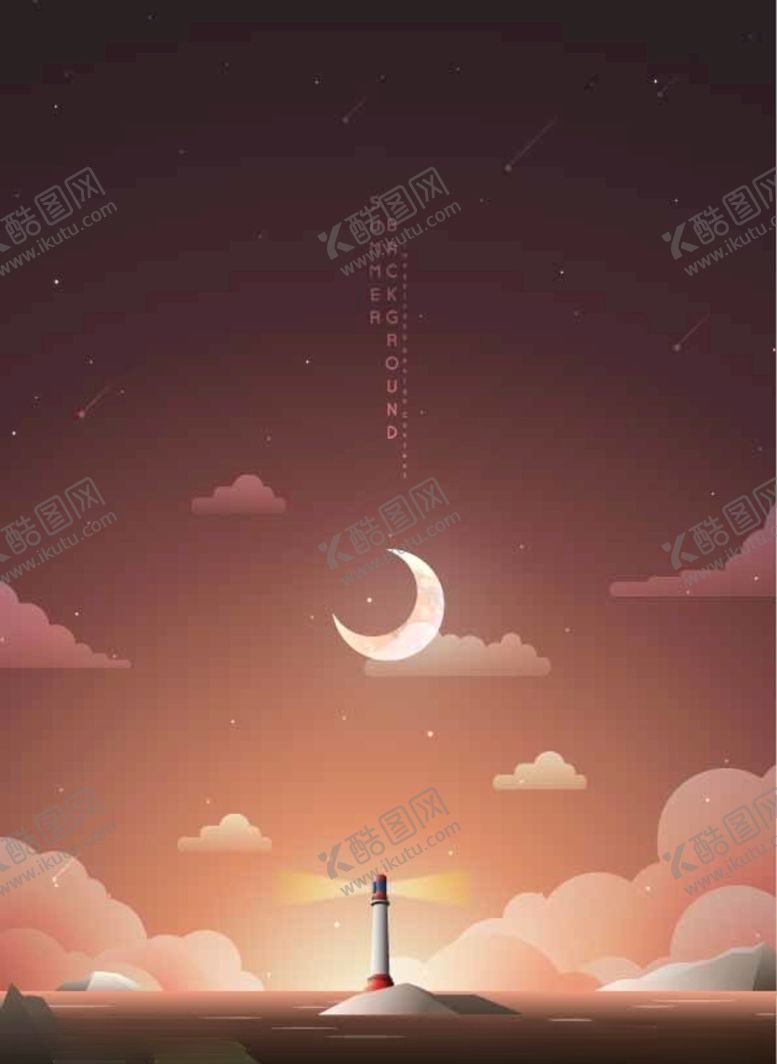 编号：78621210021801244043【酷图网】源文件下载-夜空月亮橙色矢量