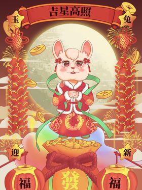 兔年春节贺卡2023大吉海报