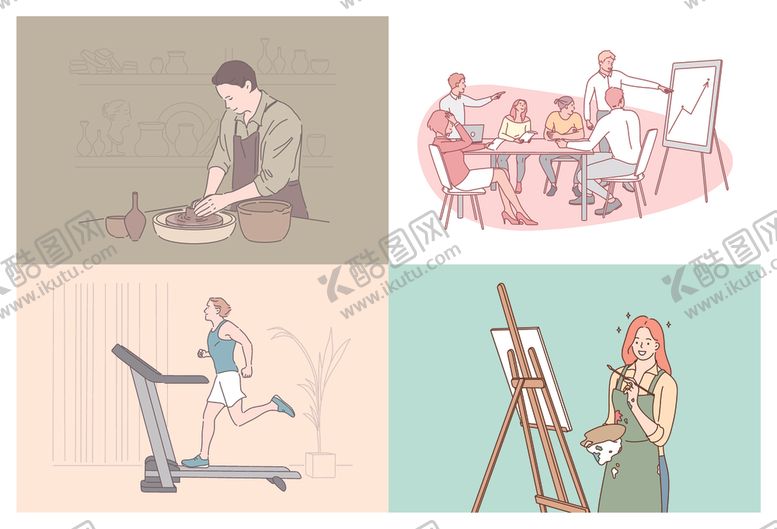 编号：46217809261957049131【酷图网】源文件下载-多样生活场景插画