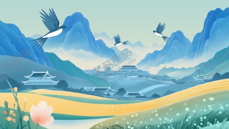 编号：13914004012312554247【酷图网】源文件下载-田园山水间的诗意风光