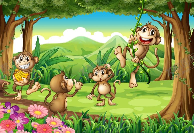 编号：55026009091831377400【酷图网】源文件下载-卡通森林猴子