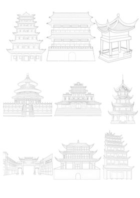 水墨中式建筑插图