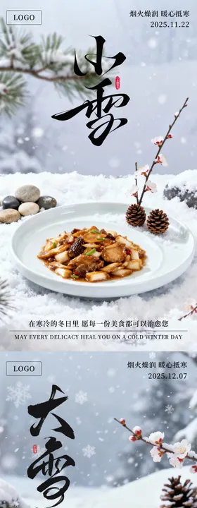 二十四节气《小雪/大雪》餐饮海报