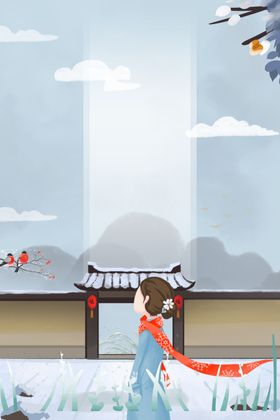 卡通围巾女孩