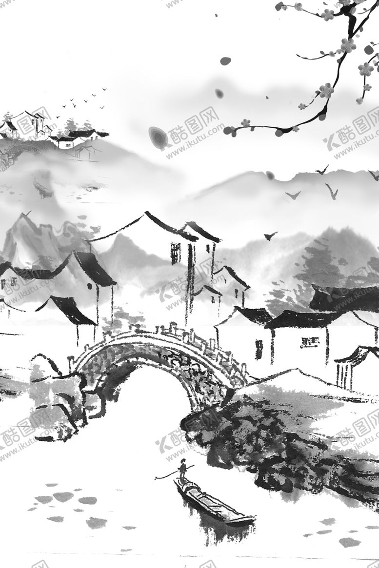 编号：35959909191453319622【酷图网】源文件下载-水墨山水村庄