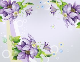 手绘紫罗兰紫色郁金香背景墙壁纸