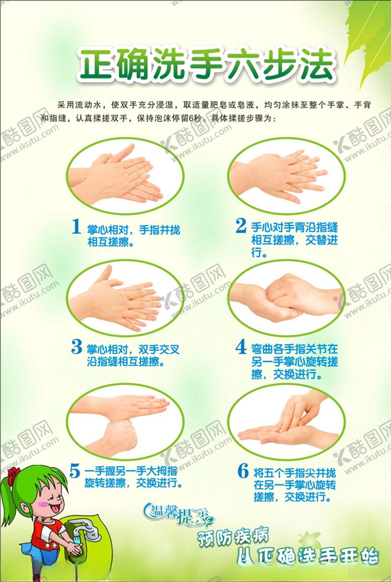 编号：58682507032321557374【酷图网】源文件下载-洗手六步法