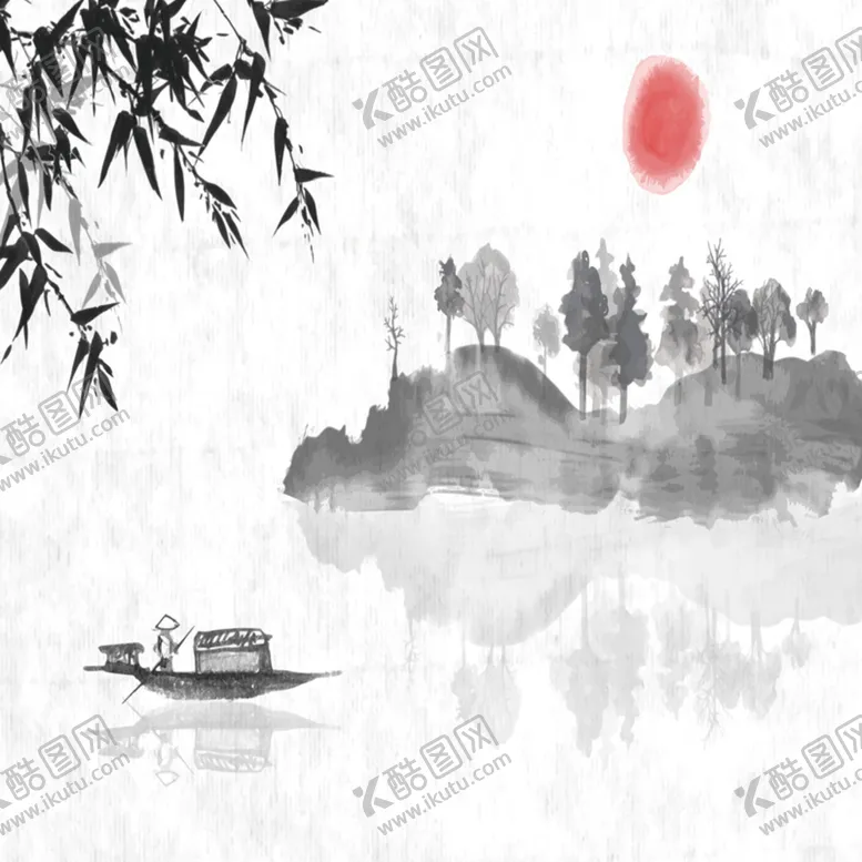 编号：12548309151226382534【酷图网】源文件下载-水墨山水画          河流海报