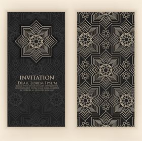 复古几何花纹邀请函设计