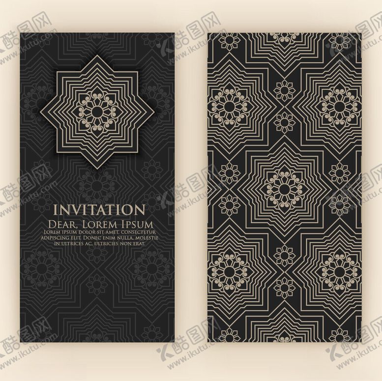 编号：31862012192250361545【酷图网】源文件下载-复古几何花纹邀请函设计