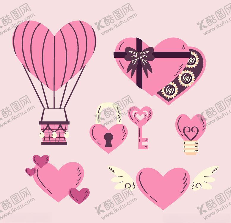编号：24707005021309441598【酷图网】源文件下载-浪漫情人节元素