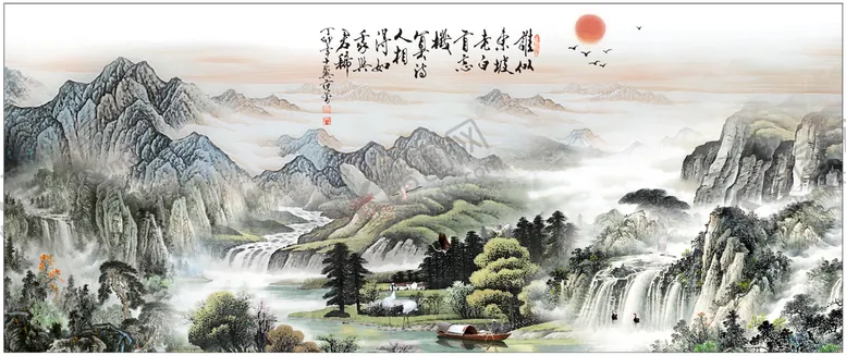 编号：26130709271726255436【酷图网】源文件下载-水墨山水背景