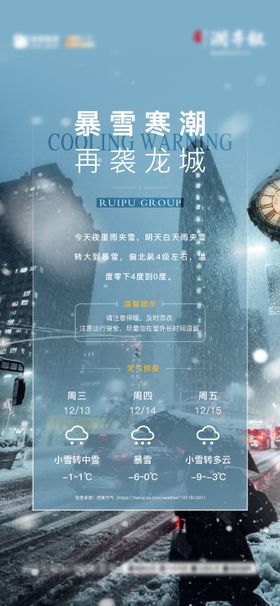 暴雪预警海报