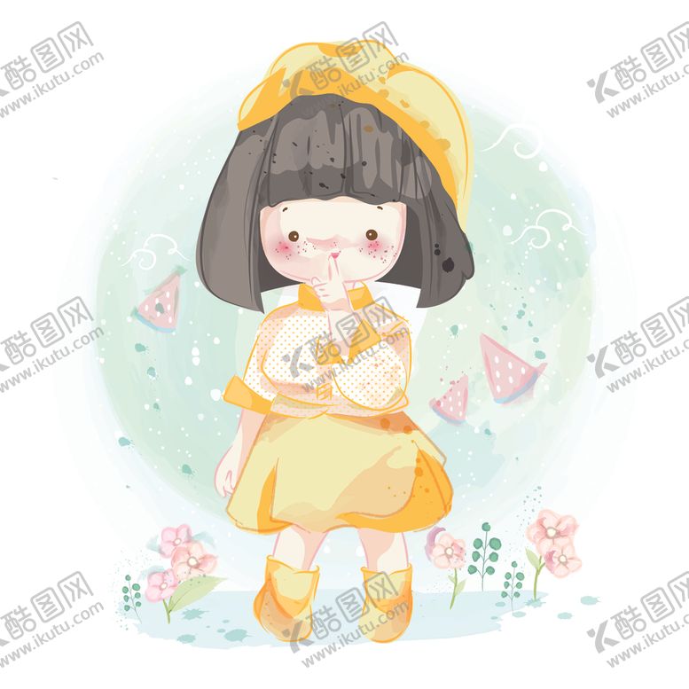 编号：97011807090711419685【酷图网】源文件下载-水彩手绘女孩