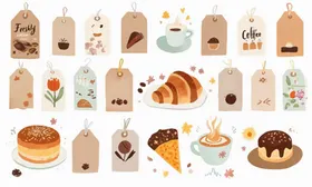 可爱烘焙食品标签集合