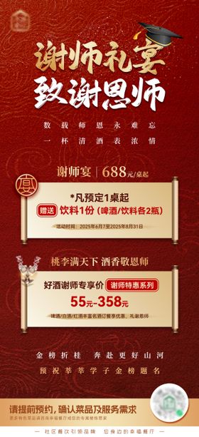 餐饮谢师宴海报