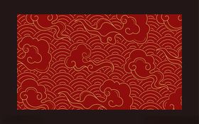中式红色祥云纹理图案