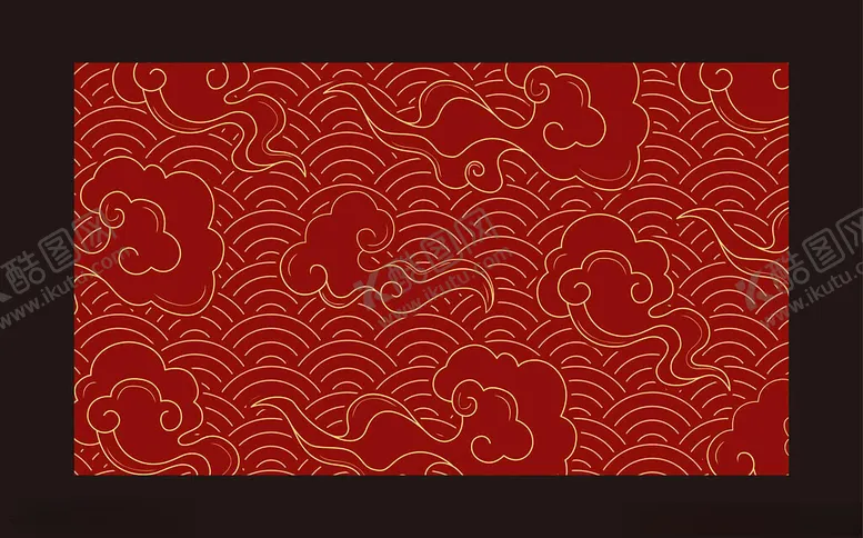 编号：69254604211948559289【酷图网】源文件下载-中式红色祥云纹理图案