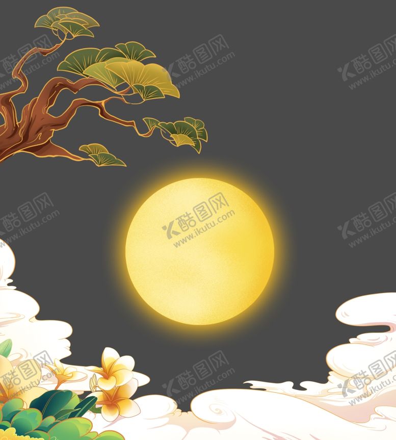 编号：70034112160835597371【酷图网】源文件下载-祥云月亮和大树