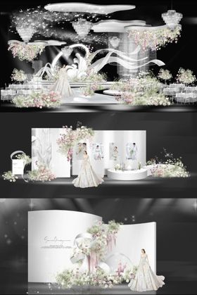 韩式白色满天星婚礼迎宾签到