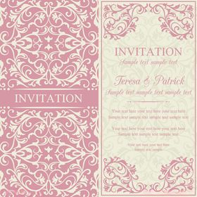 粉色复古婚礼邀请函设计