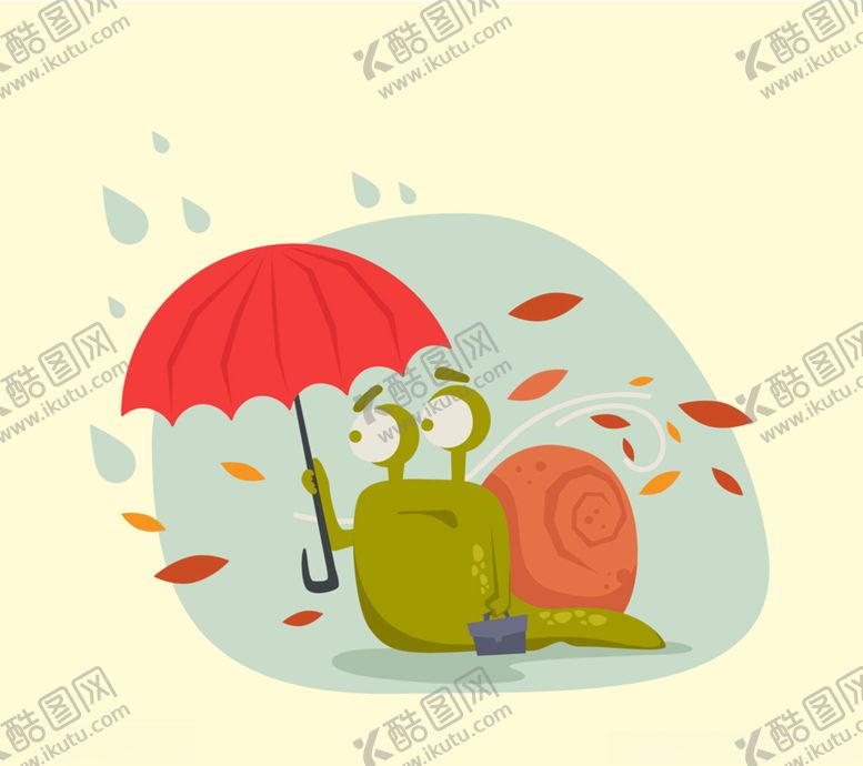 编号：27277307041110111196【酷图网】源文件下载-卡通秋季撑伞的蜗牛矢量图