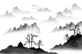 水墨山