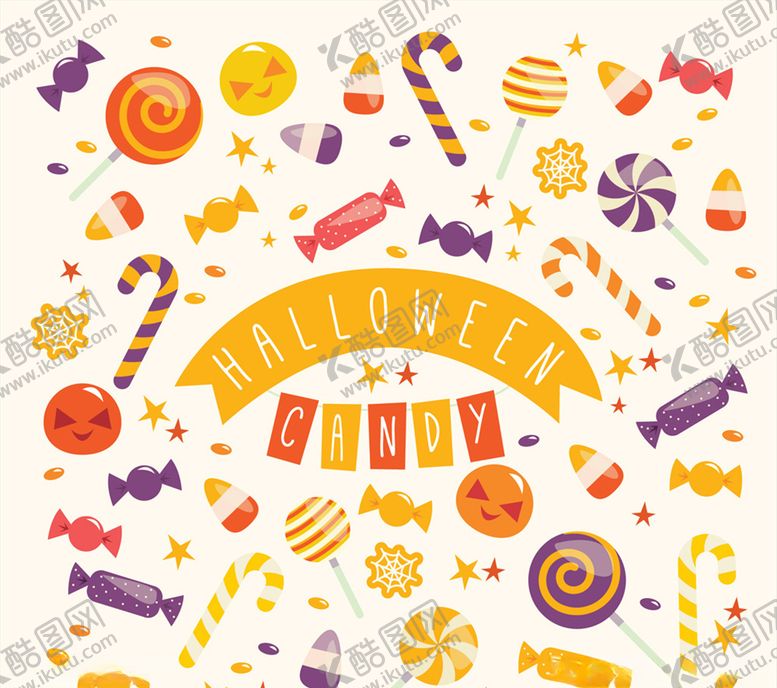 编号：12350209232058325773【酷图网】源文件下载-彩色万圣节糖果