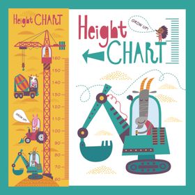 儿童工程车主题身高测量图