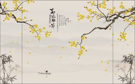 装饰画新中式背景墙金鱼
