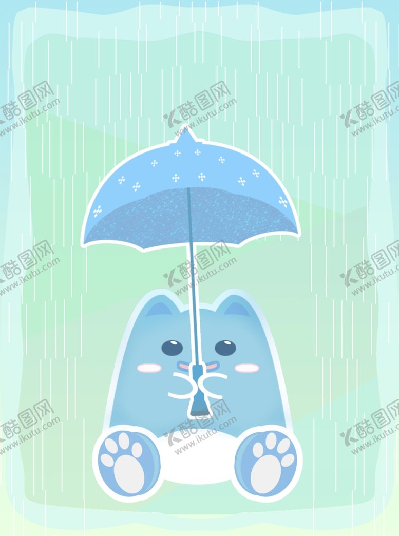编号：23213005100811009436【酷图网】源文件下载-可爱卡通躲雨猫插画