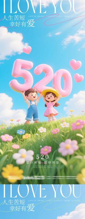520情人节节日祝福3d海报