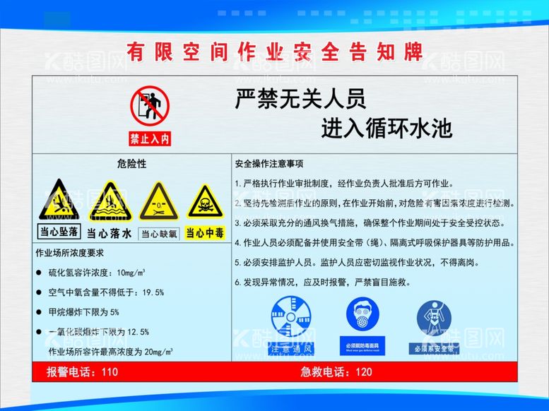 编号：49465303222134054228【酷图网】源文件下载-有限空间作业告知牌