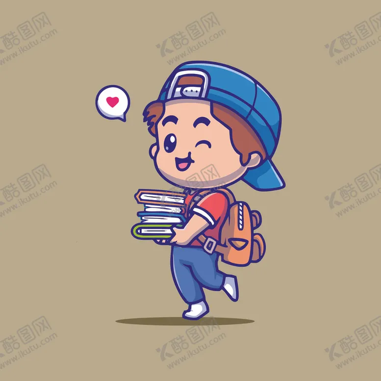 编号：38870802111304254687【酷图网】源文件下载-可爱学生卡通矢量儿童插画