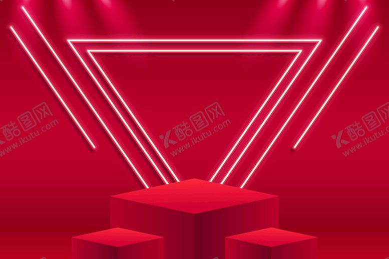 编号：89245109171548192307【酷图网】源文件下载-红色3D讲台促销背景矢量