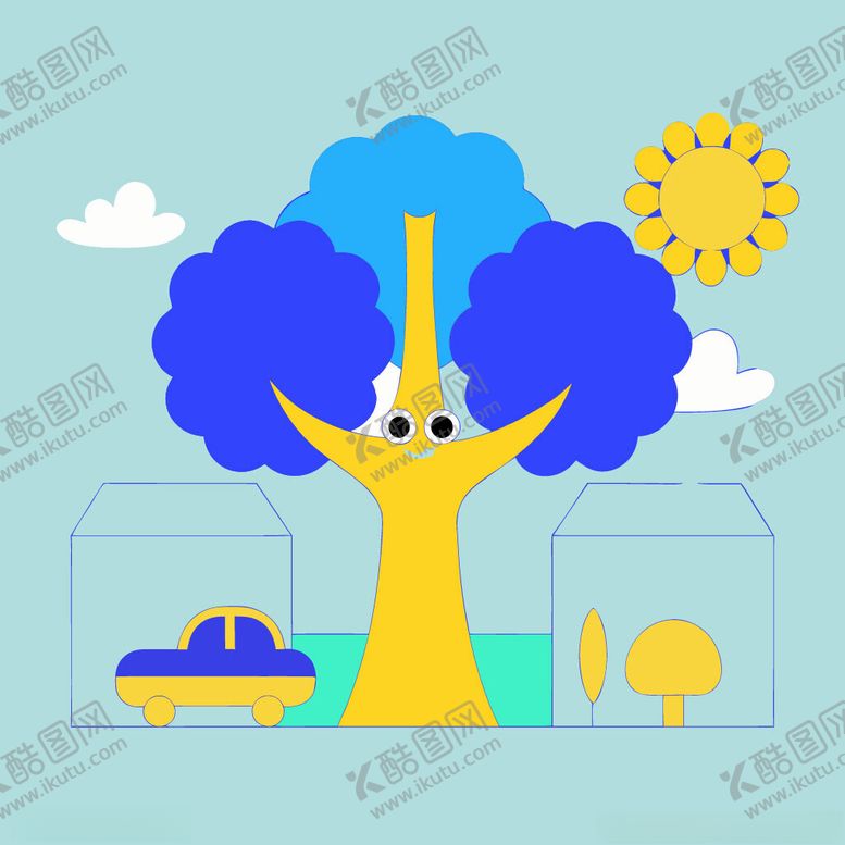 编号：86710202061641438164【酷图网】源文件下载-可爱卡通树木插画