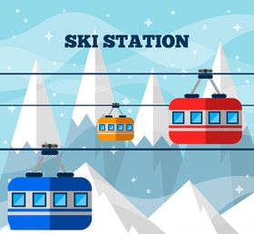 突破激励滑雪雪山蓝色企业海报