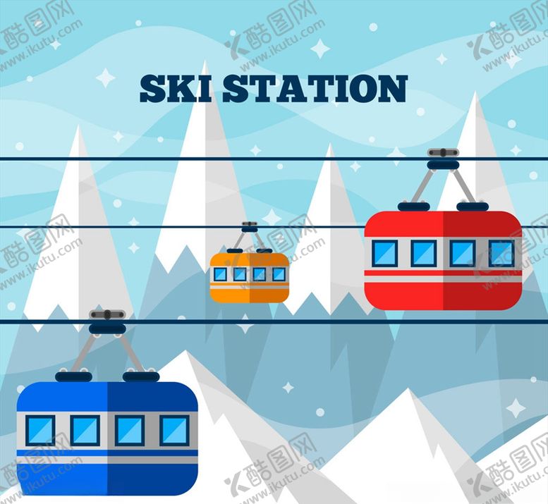 编号：81843509250601536732【酷图网】源文件下载-雪山滑雪缆车风景