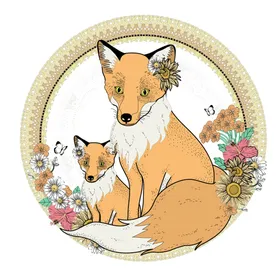 卡通狐狸人物吉祥物印花logo