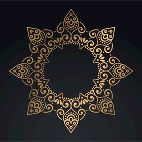 金色古典花纹黑背景欧式装饰民族风