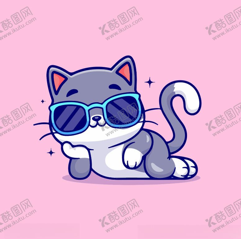 编号：34126902161657386459【酷图网】源文件下载-墨镜小猫